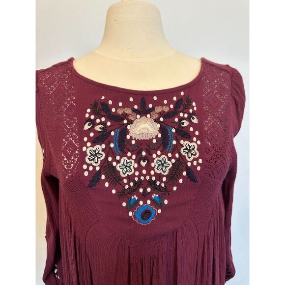 Free People Mohave Plum Embroidered Woven Mini Dress Size Small - Picture 6 of 10